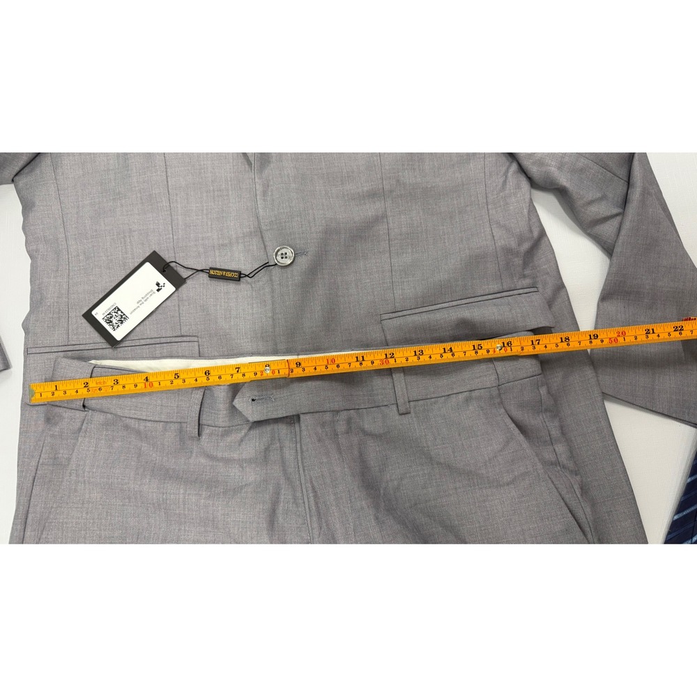 Cooper & Nelson Mens 2 Piece Suit with Tie Grey 40R Medium Blazer Trousers NEW - Picture 9 of 14